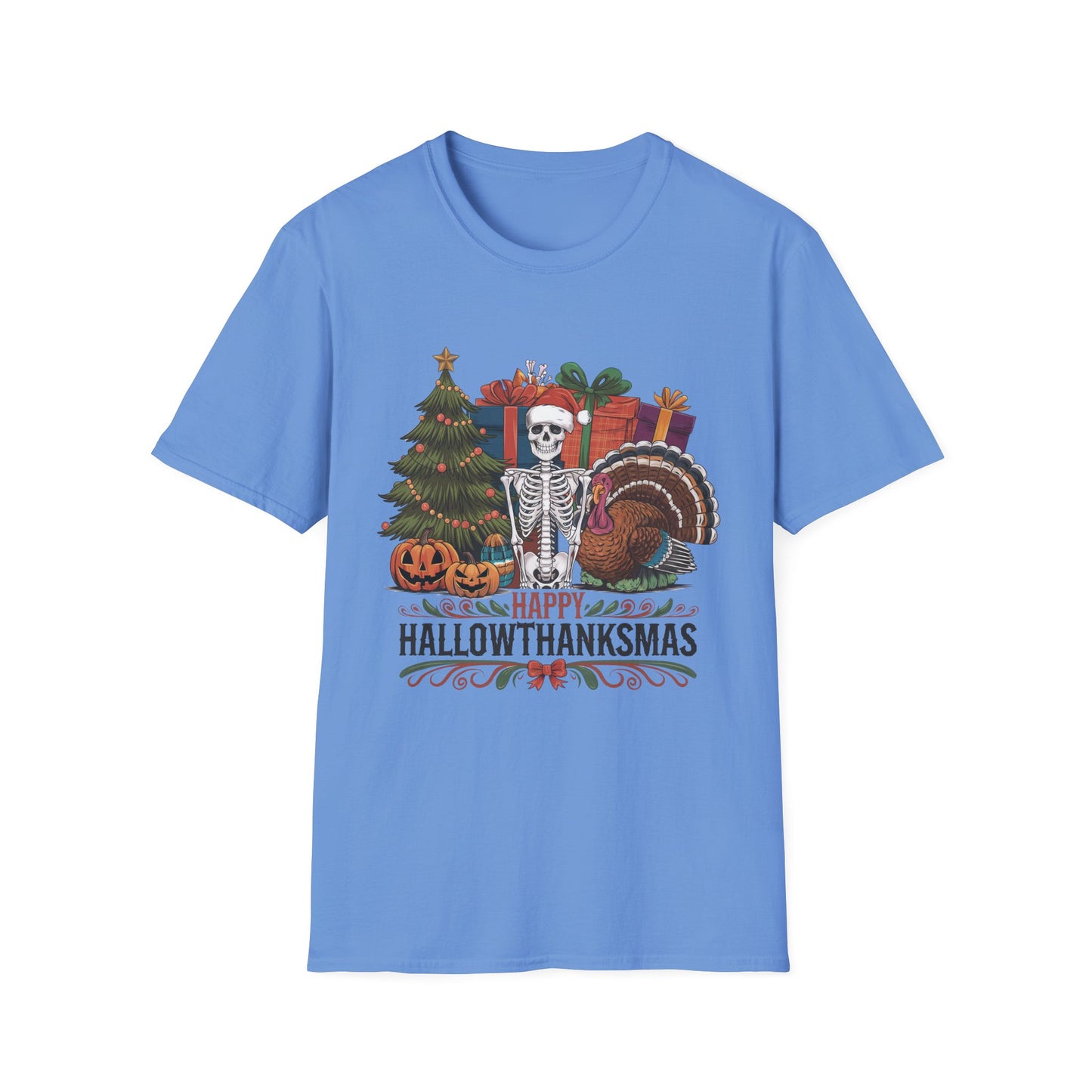 Happy Hallowthanksmas – Skeleton Holiday Mashup Short Sleeve Tee