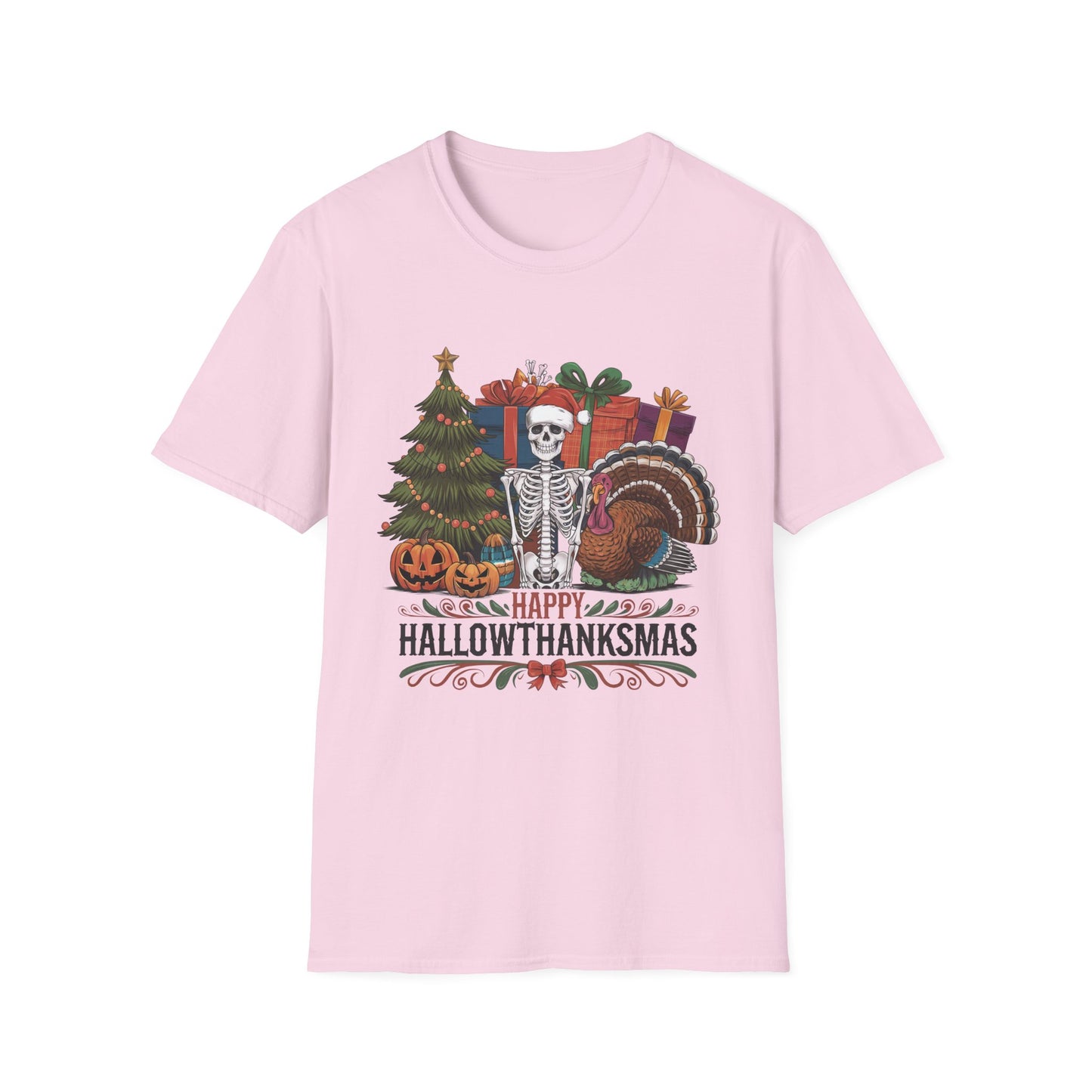 Happy Hallowthanksmas – Skeleton Holiday Mashup Short Sleeve Tee