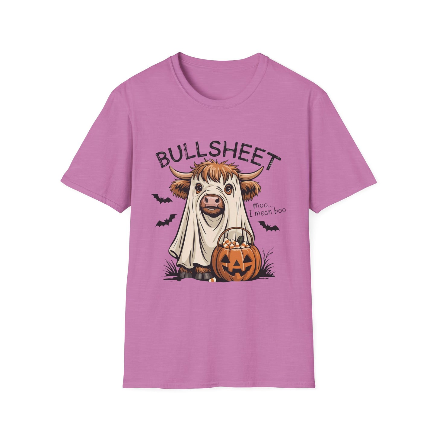 Halloween Bullsheet Cow Softstyle T-Shirt, Trick or Treat Tee, Spooky Halloween Shirt, Sarcastic Cow Shirt