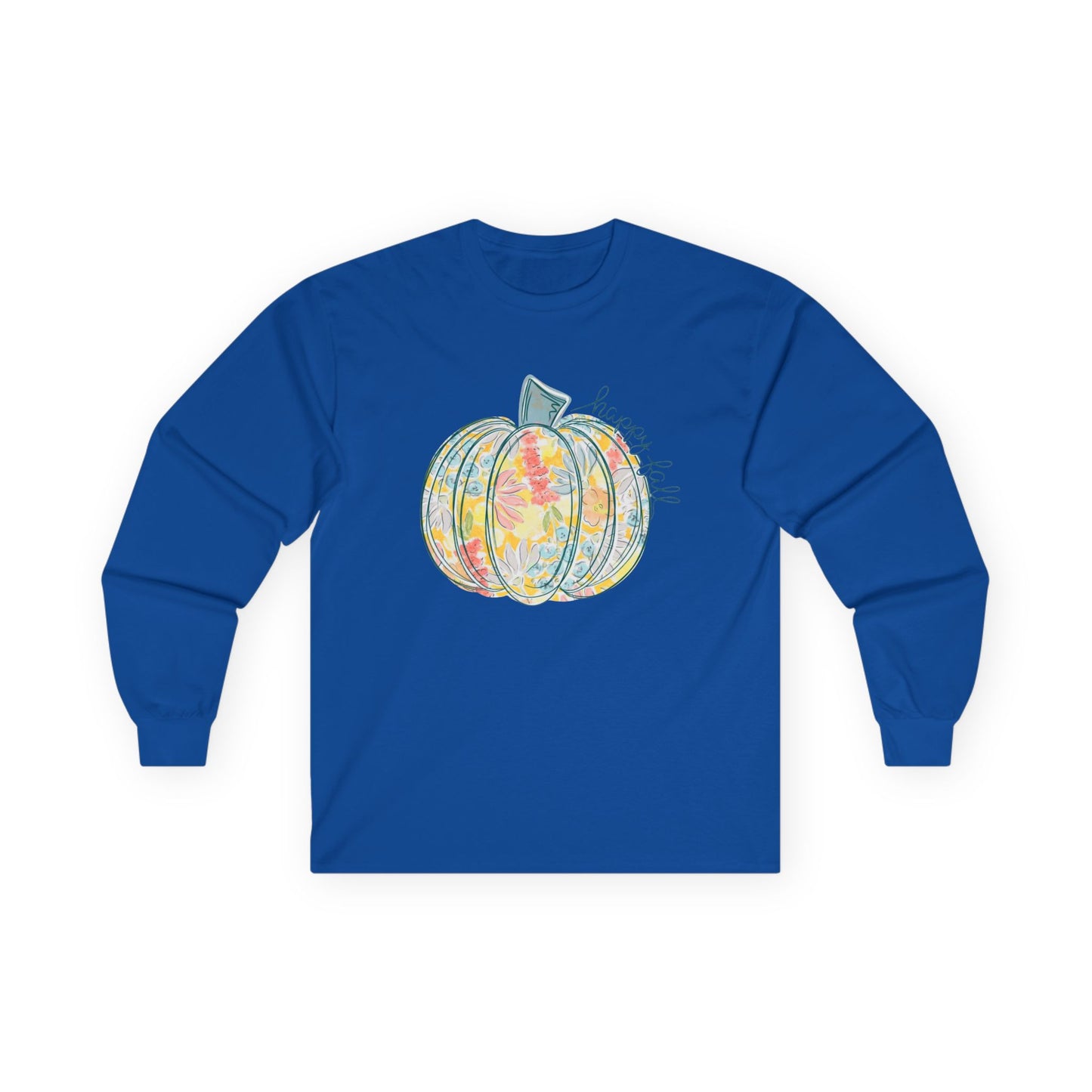 “Happy Fall Floral Pumpkin” Long Sleeve Tee – Bloom & Gourd Edition