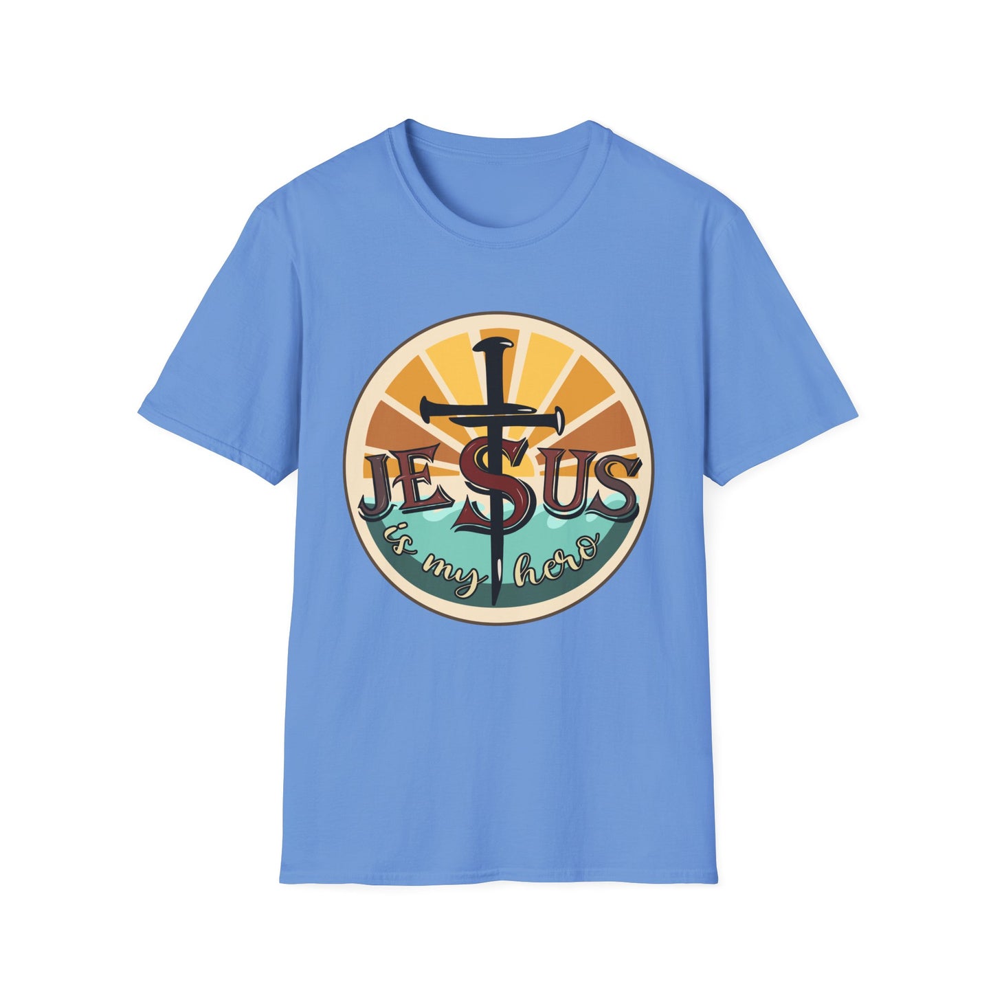 Jesus Is My Hero Tee – Sunburst Cross Edition