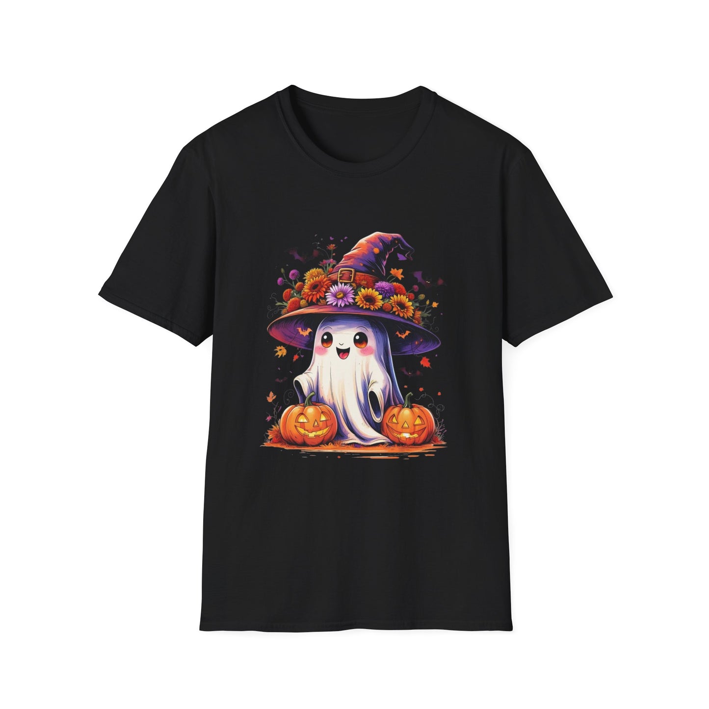 “Floral Ghost & Pumpkin” Tee – Autumn Bloom Edition