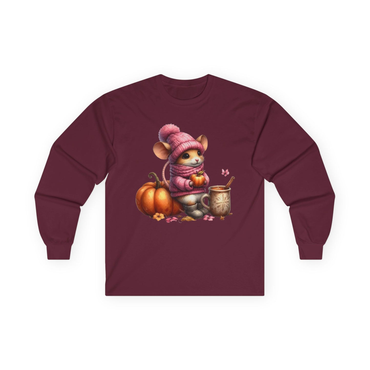 “Autumn Mouse” Long Sleeve Tee – Cozy Critter Edition