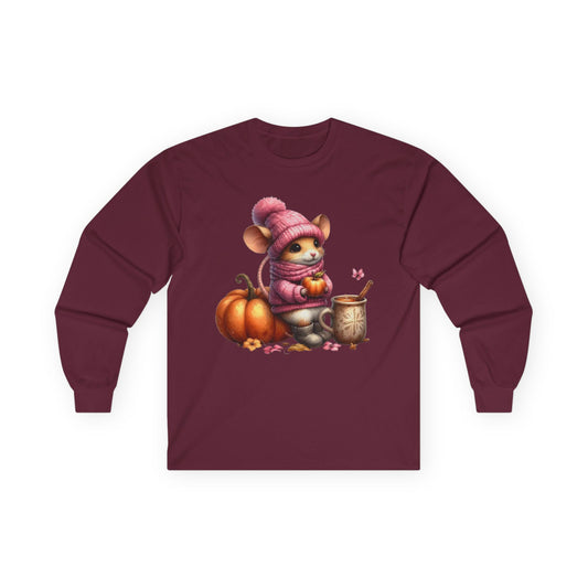 “Autumn Mouse” Long Sleeve Tee – Cozy Critter Edition