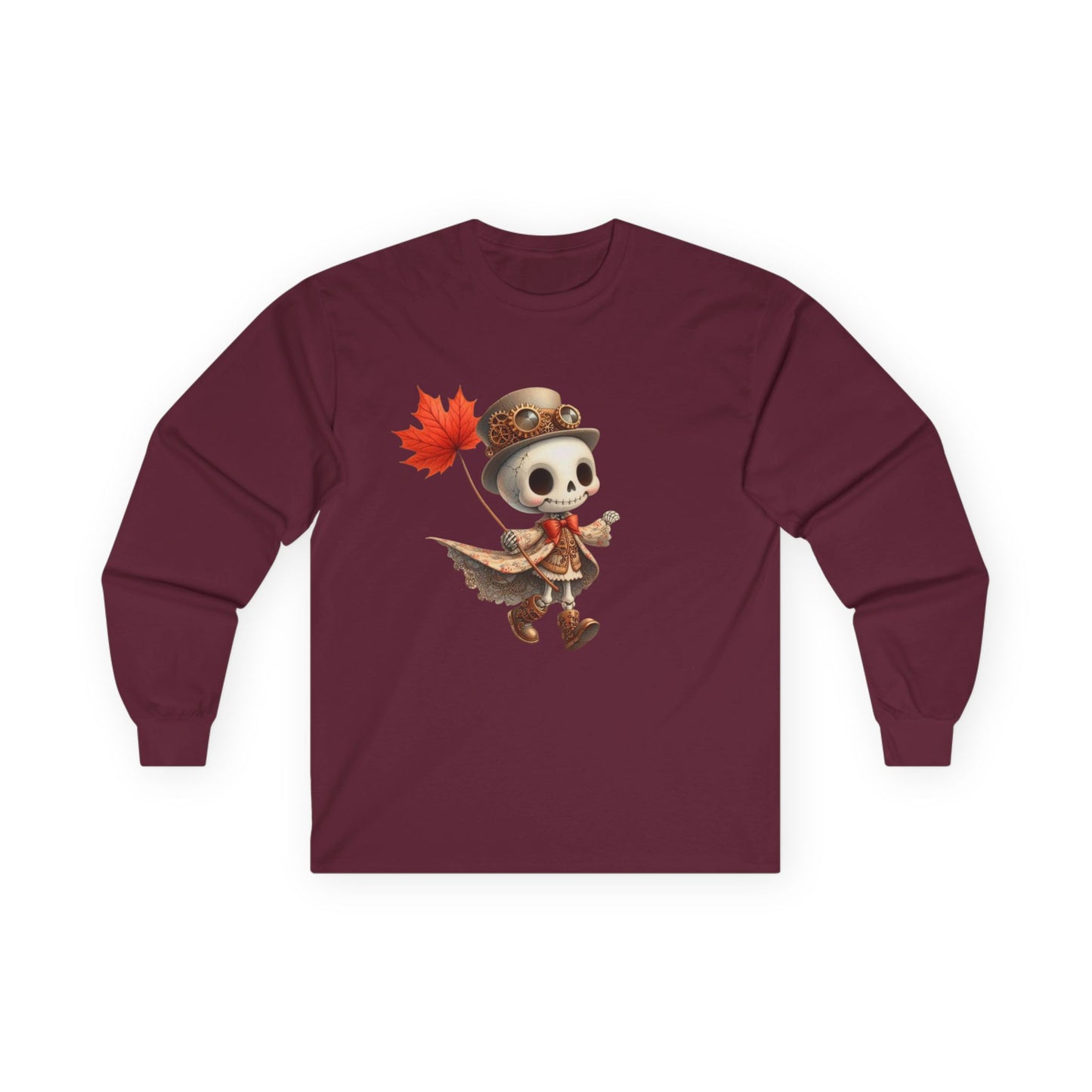 “Leaf Balloon Skeleton” Long Sleeve Tee – Steampunk Harvest Edition