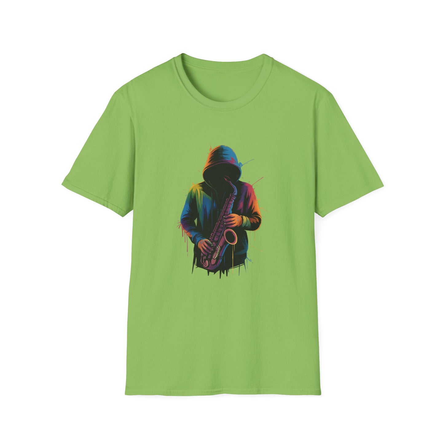 Musician Saxophonist Neon Paint Splatter T-Shirt