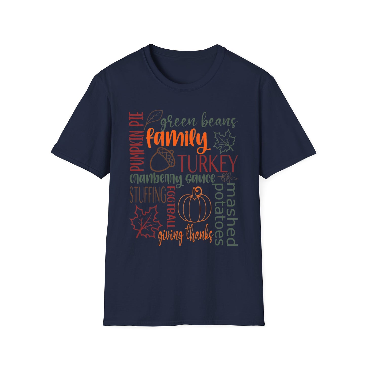 Thanksgiving Word Collage – Feast & Family Edition Short Sleeve Tee