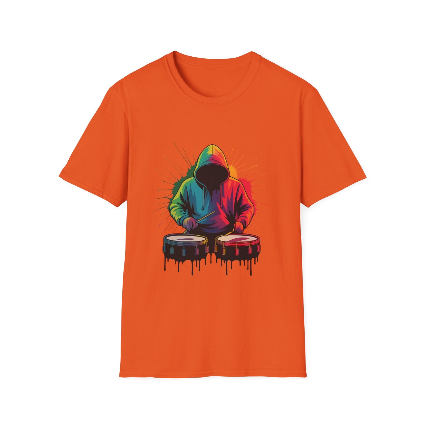 Neon Musician Drummer Paint Splatter T-Shirt
