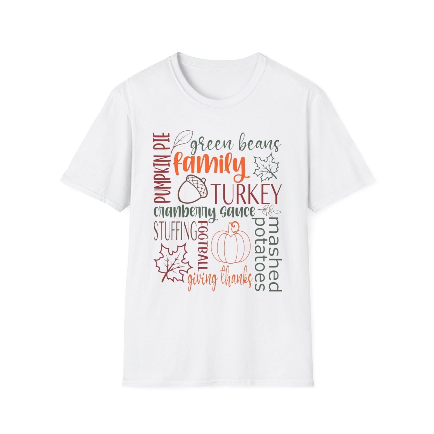 Thanksgiving Word Collage – Feast & Family Edition Short Sleeve Tee