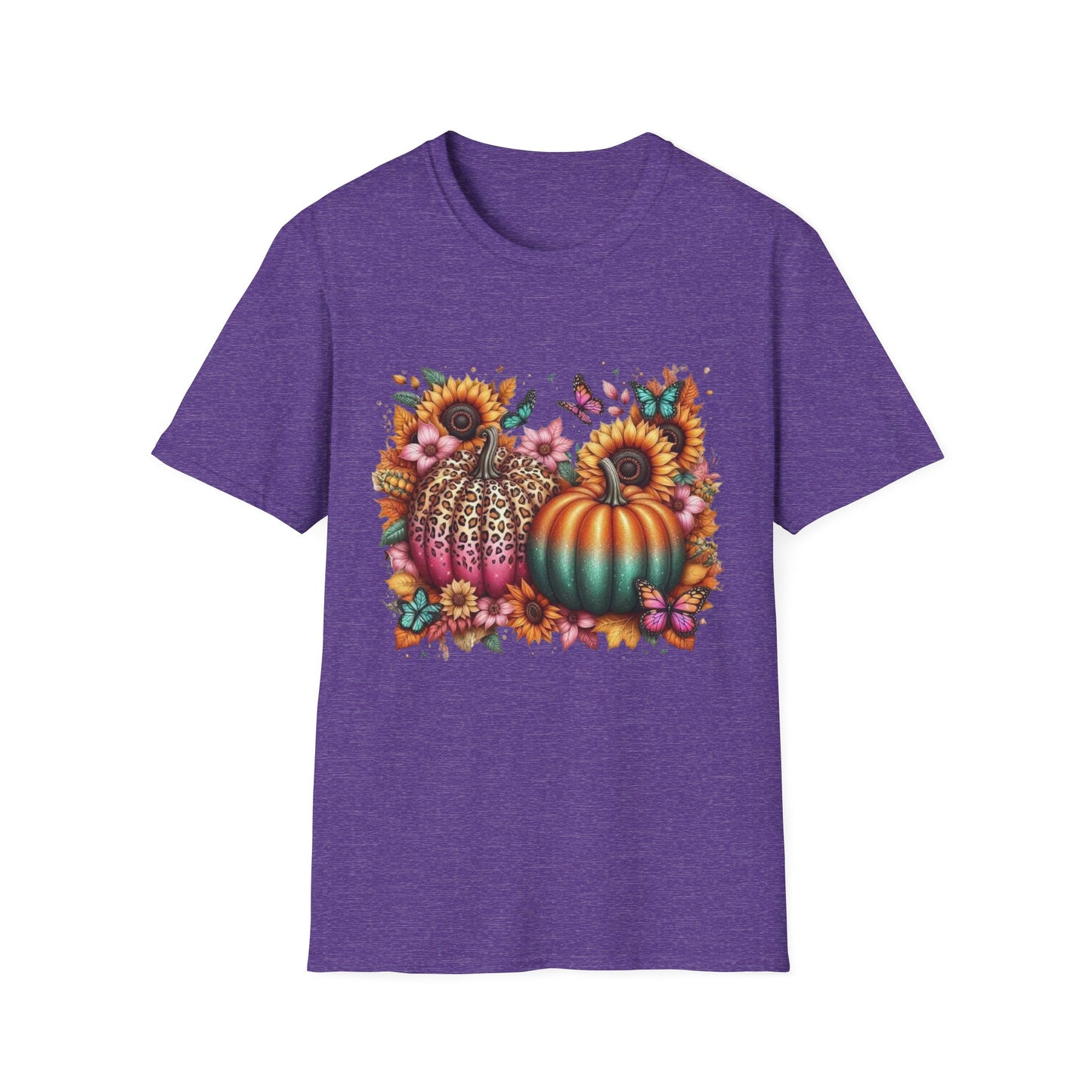 “Wild Bloom Pumpkins” Tee – Leopard Luxe & Teal Twilight Edition