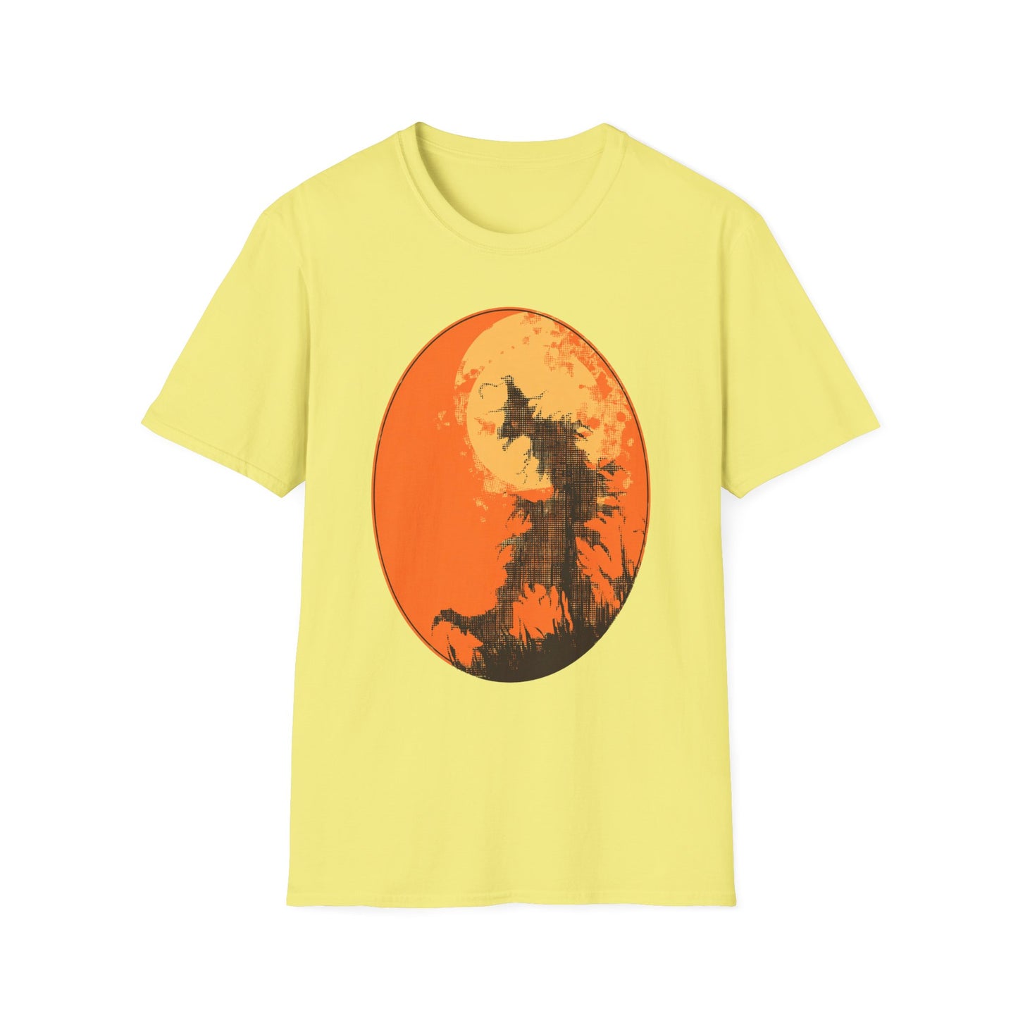 Field of Fear Halloween Twisted Scarecrow Silhouette Design Tee