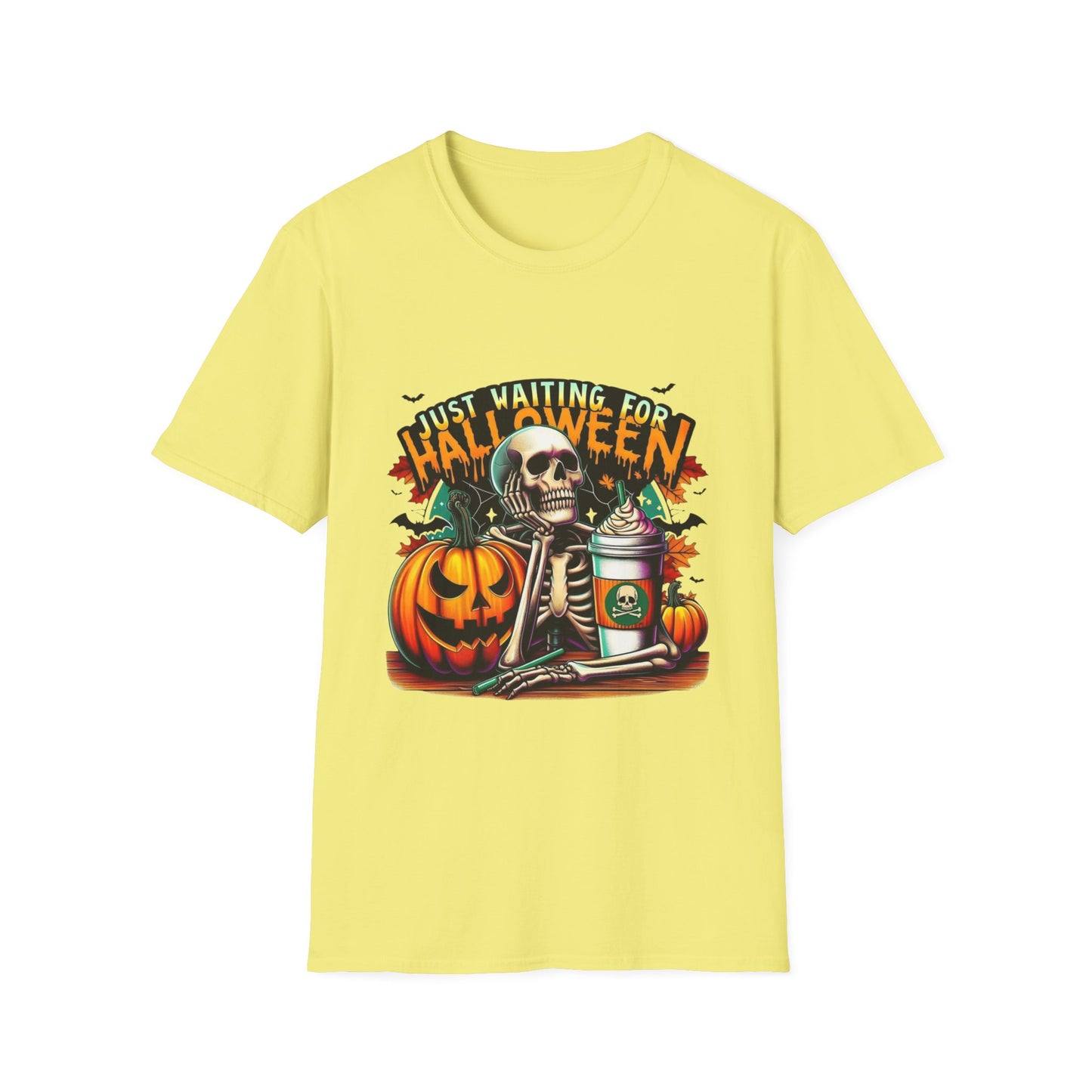Just Waiting For Halloween Softstyle T-Shirt, Halloween Shirt, Formal Skeleton Shirt, Funny Skeleton Satire Shirt